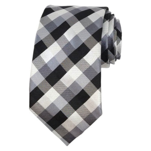 Geoffrey Beene Black Silk Tie with Gray Check