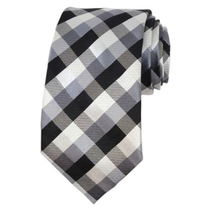 Geoffrey Beene Black Silk Tie with Gray Check