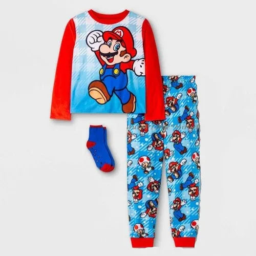 Nintendo Super Mario Bros Red Pajama Set Boys 3-Piece - Gomix Brands Outlet