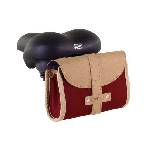 Basil Saddle Bag Portland Dark Red Weatherproof Cotton Leather Vintage Look