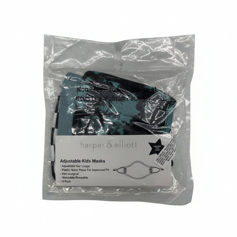 Harper & Elliott Adjustable Kids Face Mask Pack of 3