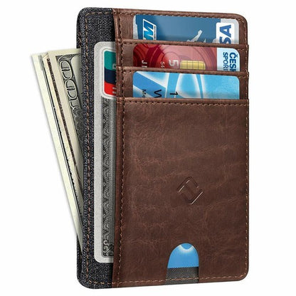 Slim Minimalist RFID Blocking Leather Card Wallet Multiple Color Options