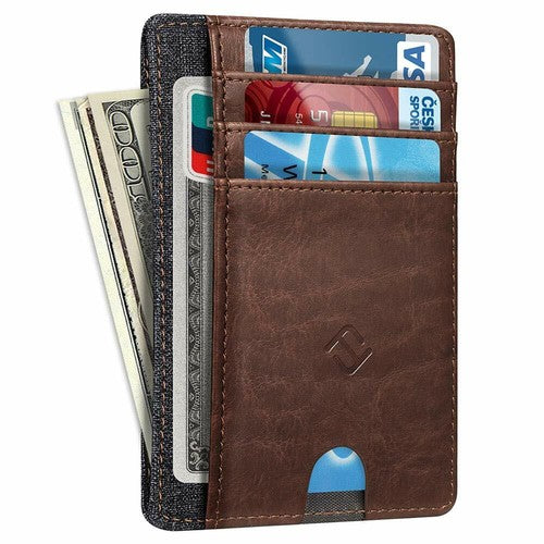 Slim Minimalist RFID Blocking Leather Card Wallet Multiple Color Options