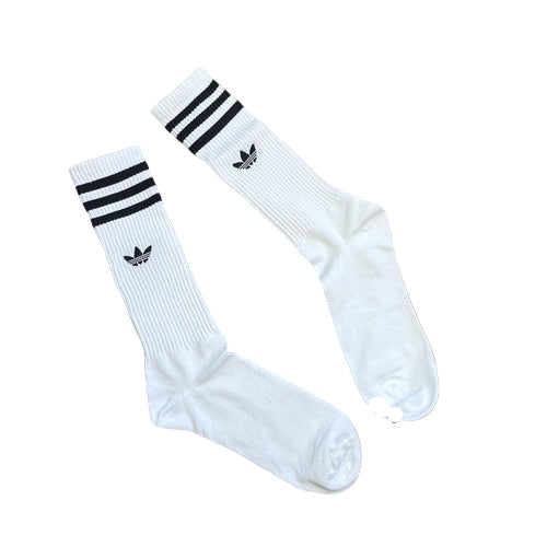 Adidas Men's White Striped Logo Crew Socks Size L