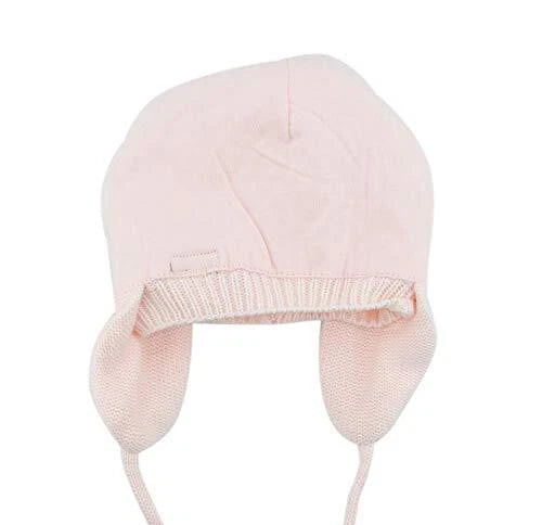 Cute Bear Fleece-Lined Earflap Baby Hat Light Pink