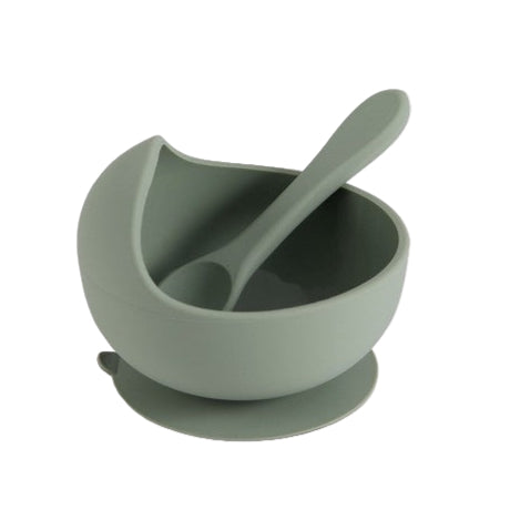 SMIDGEN Sage Green Silicone Suction Bowl with BPA-Free Spoon