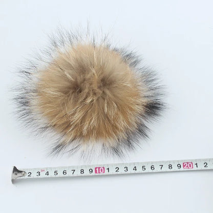 Women's Warm Wool Cashmere Pompom Beanie Hat with Real Fur