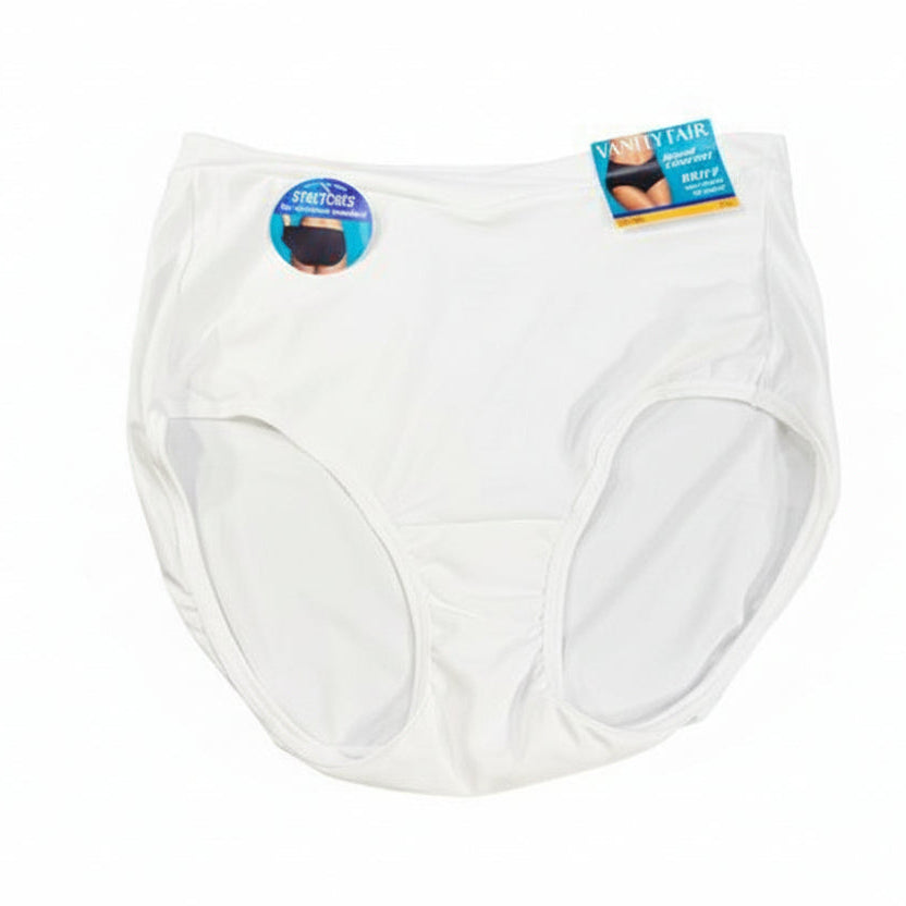 Vanity Fair Women's Large White Panty Brief, High Rise Comfort