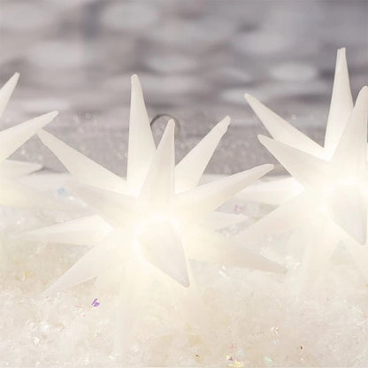 White 3D LED Star 10 cm, 16 Rays, Warm Light Timer