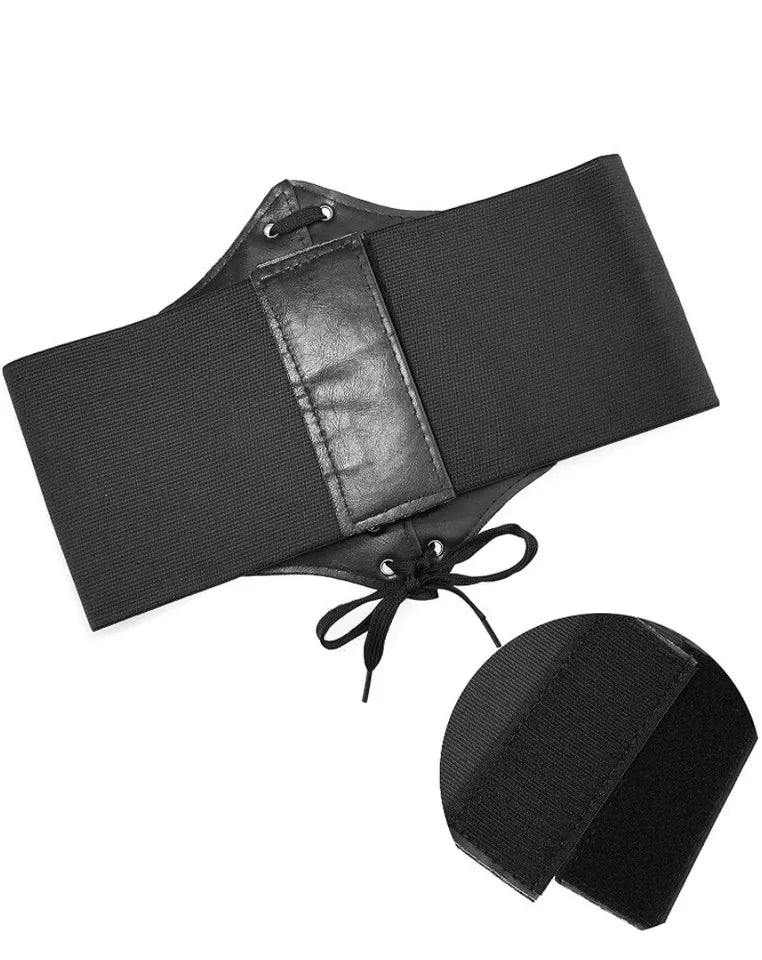 Belt Black Leather Corset Waist Belt for Women – Wide Stretch