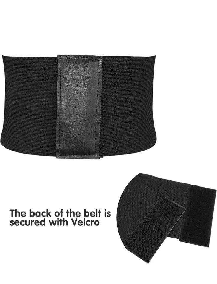 Belt Black Leather Corset Waist Belt for Women – Wide Stretch