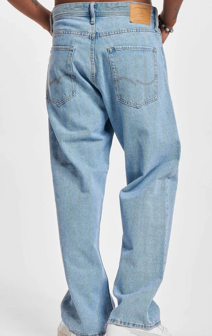 Jack & Jones Men's Loose Blue Denim Jeans with Five-Pocket