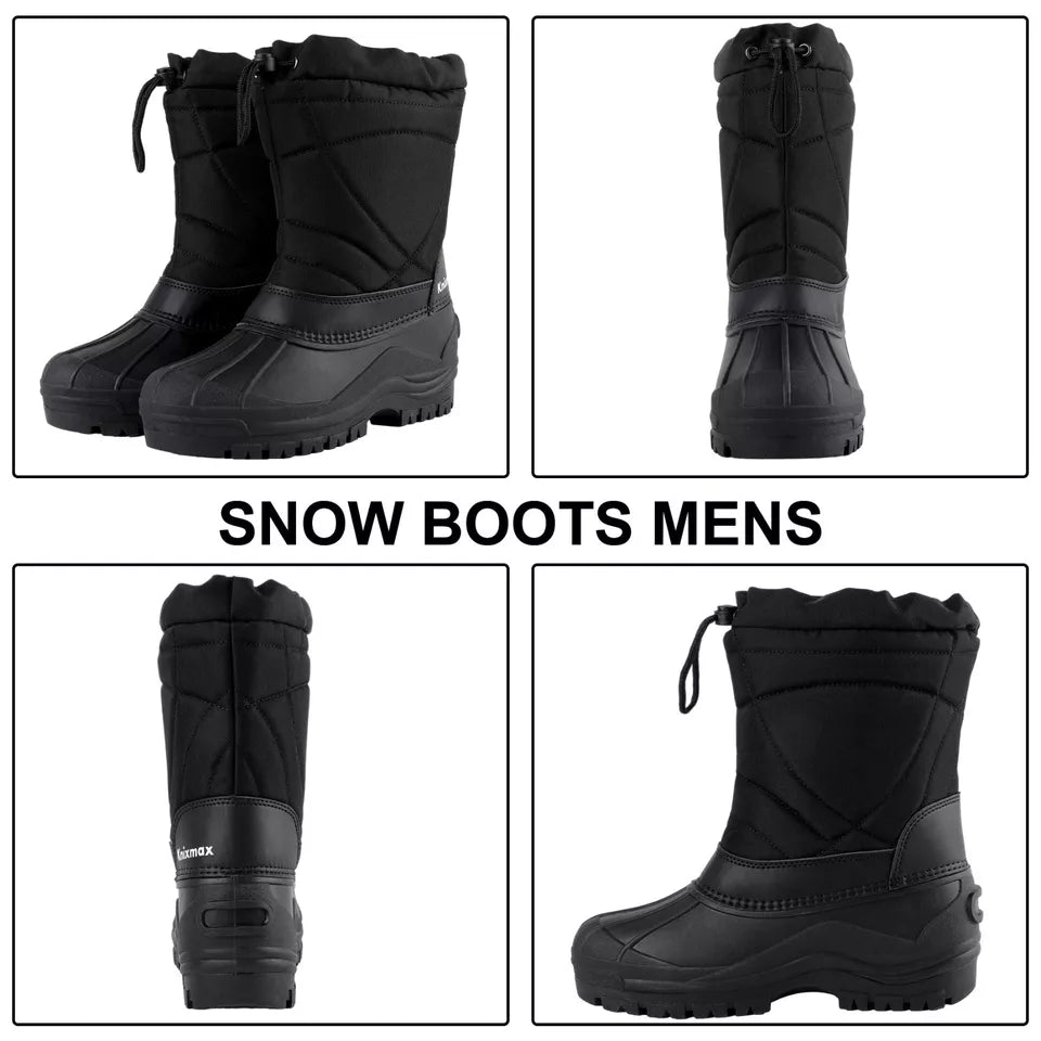 Knixmax Men's Insulated Waterproof Mid-Calf Snow Boots Outdoor