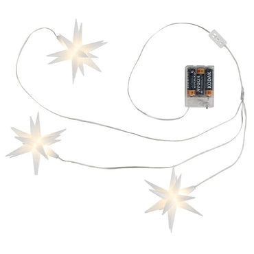 White 3D LED Star 10 cm, 16 Rays, Warm Light Timer