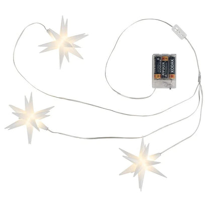 White 3D LED Star 10 cm, 16 Rays, Warm Light Timer