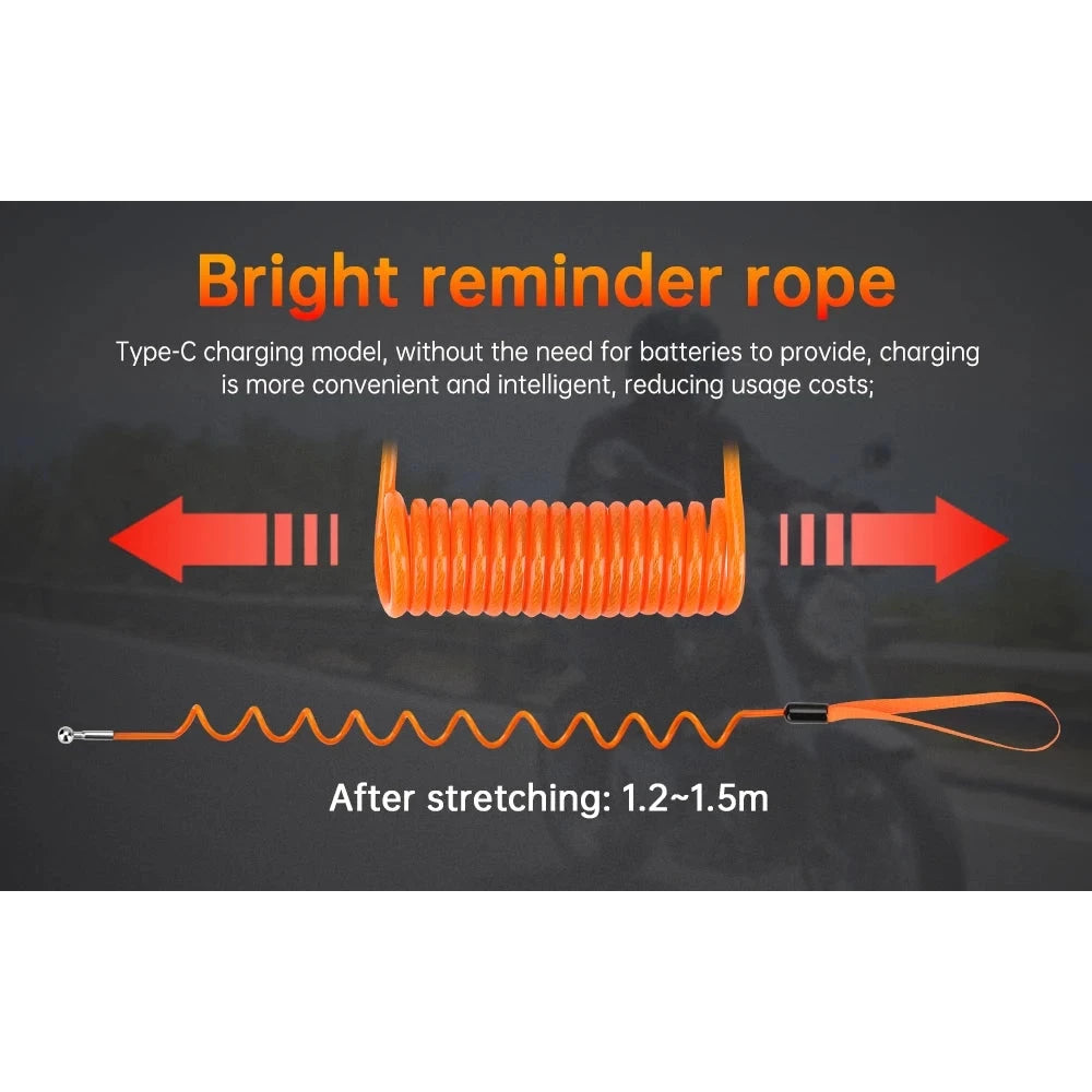 150CM Anti-Theft Motorcycle Brake Disc Lock Cable with Alarm