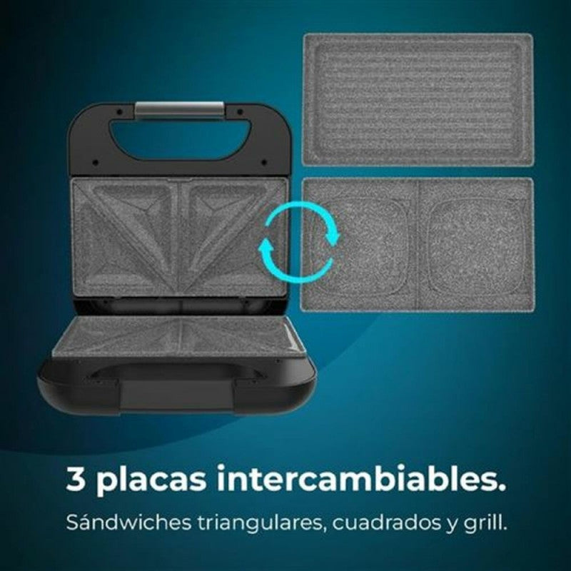 Cecotec Rock'nToast Combo 800W Non-Stick PFOA-Free Sandwich Maker with Light