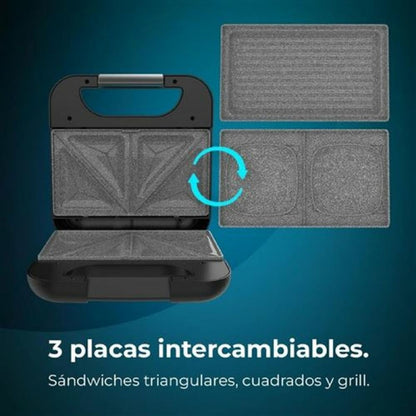 Cecotec Rock'nToast Combo 800W Non-Stick PFOA-Free Sandwich Maker with Light