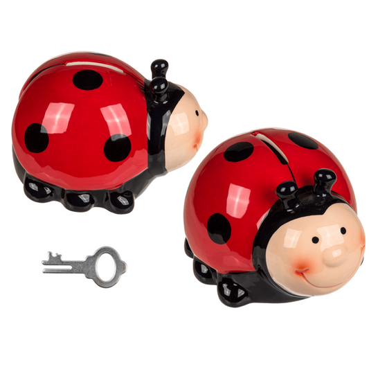 Charming Ceramic Ladybug Savings Box with Lock and Key for All Ages
