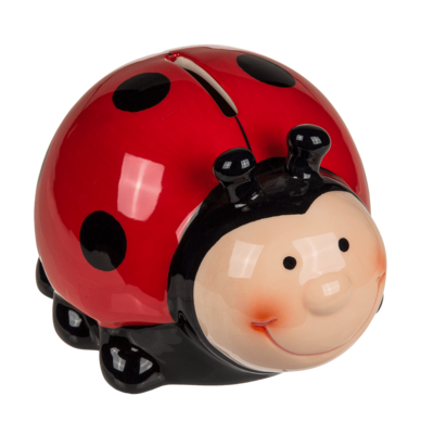 Charming Ceramic Ladybug Savings Box with Lock and Key for All Ages