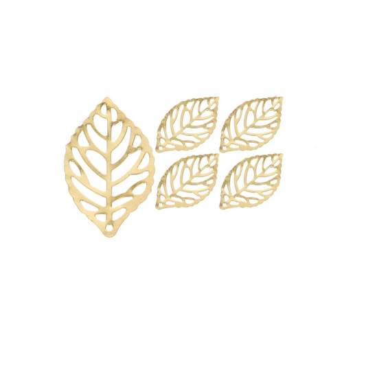Gold leaf-shaped cutouts on a white background