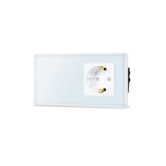 Light switch panel with a focus on a wall socket design