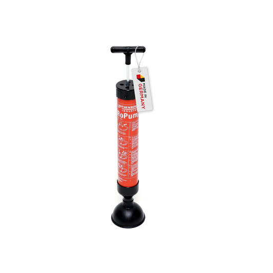 Plunger with packaging labeled 'Made in Germany' on a white background
