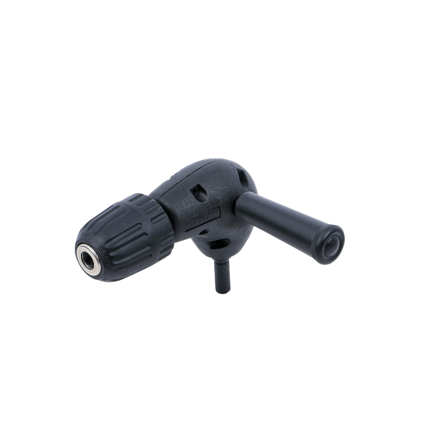 Black drill bit holder on a white background