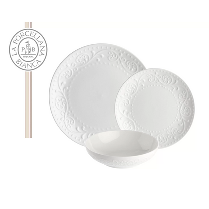 La Porcellana Bianca Sognante 17-Piece White Bone China Plate Set