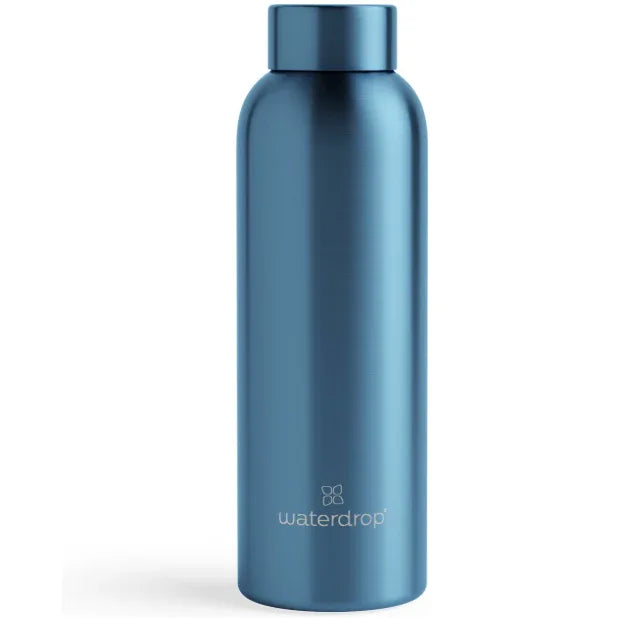 Waterdrop 600 ml Blue Brushed Stainless Steel Insulated Bottle – Keeps Drinks Cold 24 h, Hot 12 h - Gomix Brands Outlet