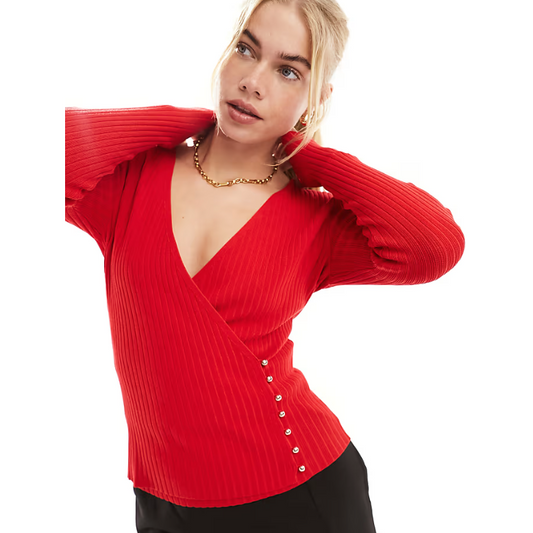 Morgan fine ribbed top with gold hardwear