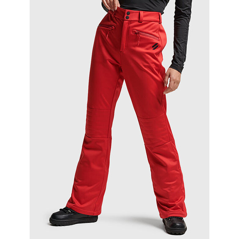 Superdry Women's Red Softshell Slalom Ski Pants - Waterproof, Flexible