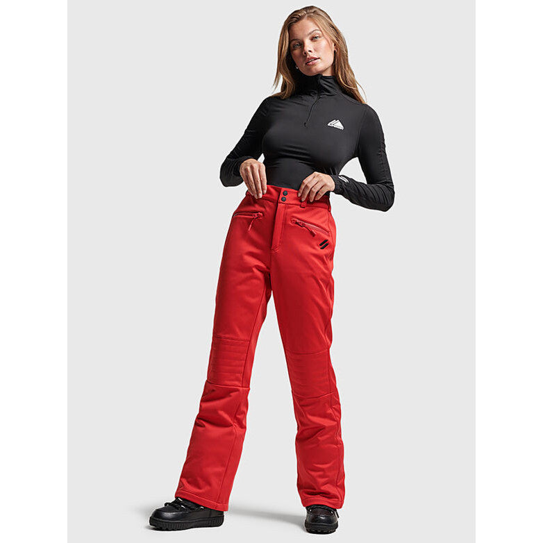 Superdry Women's Red Softshell Slalom Ski Pants - Waterproof, Flexible