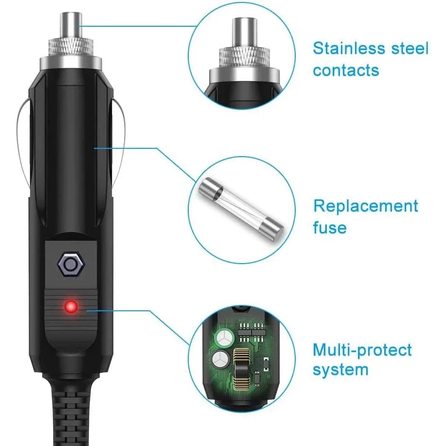 12V Car Charger Adapter with LED Indicator and Multiple Connectors