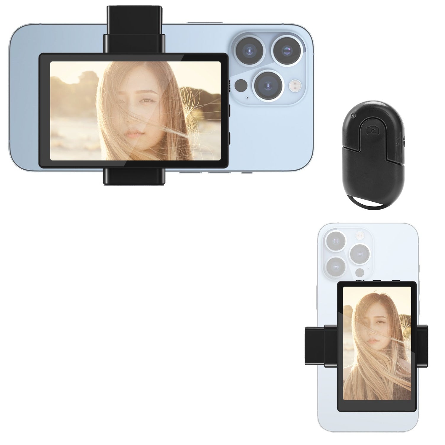 Newmowa Magnetic Phone Vlog Selfie Monitor Screen Clip Mount Wireless Remote
