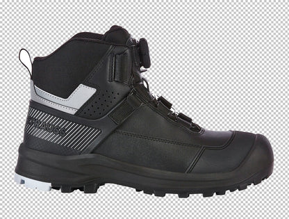 S3 Sawato Mid Safety Boots: Steel Toe, Puncture-Resistant, BOA® Fit, Black/Silver