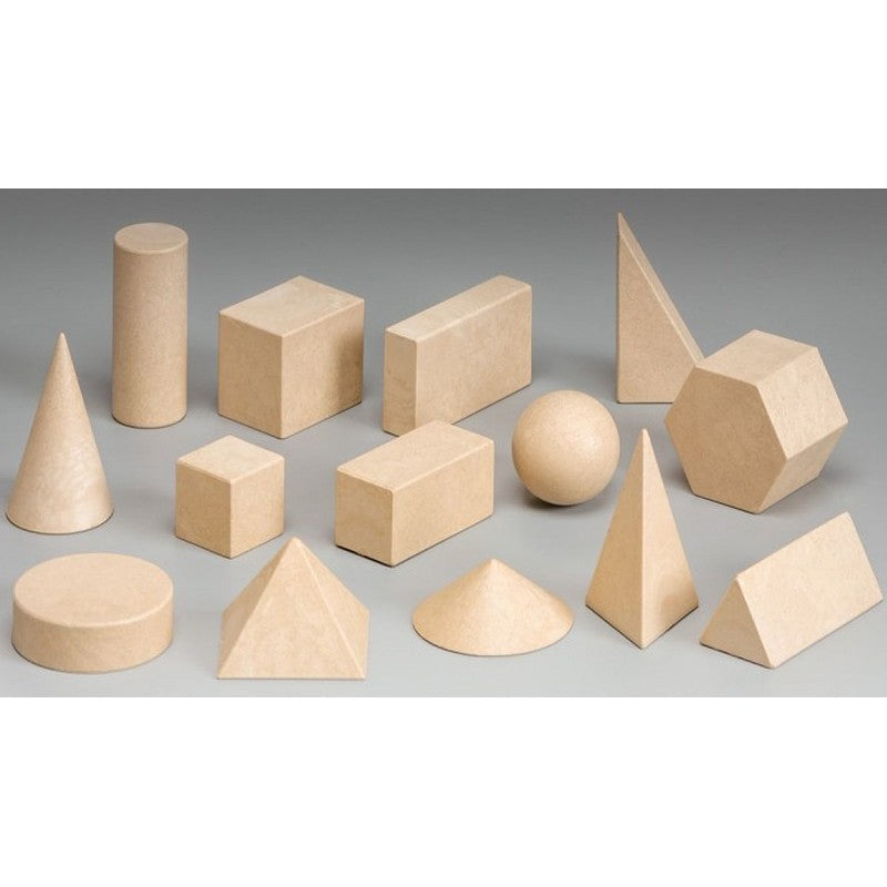 14 Diverse RE-Wood® Geometric Solids Set for Hands-On Geometry Learning