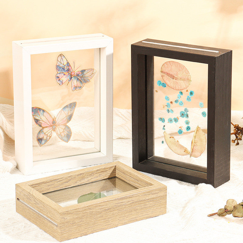 Table Wooden Double Glass Frame