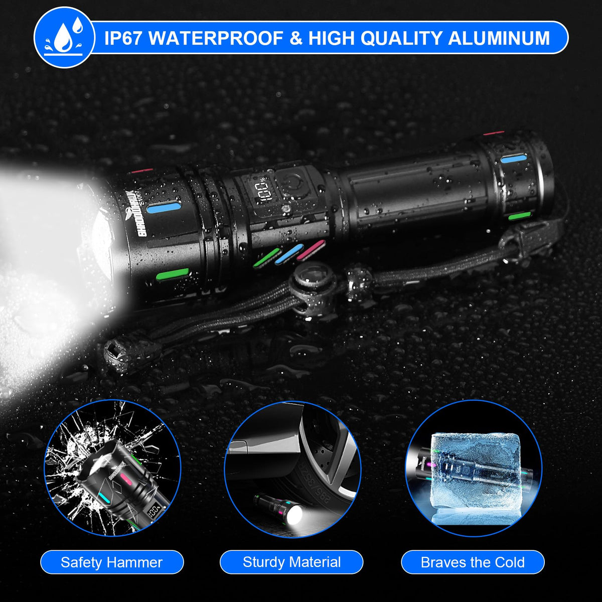 Shadowhawk S1007 Rechargeable LED Flashlight 20000 Lumen