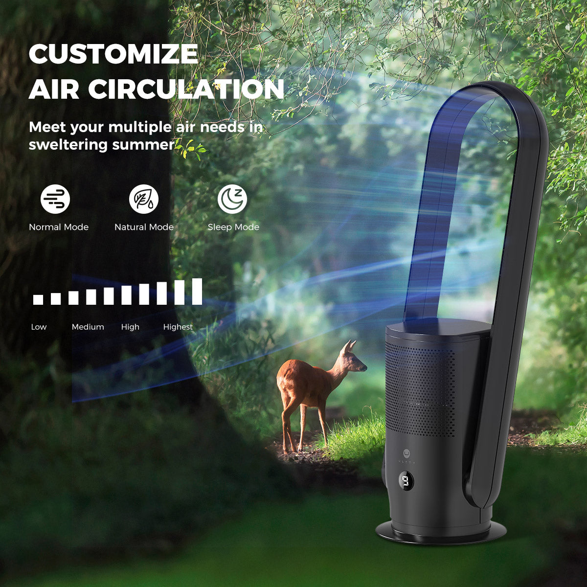 ULTTY Bladeless Tower Fan with HEPA Air Purifier