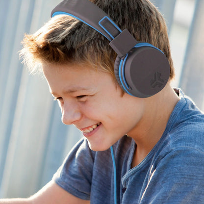 JBuddies Studio On-Ear Kids Wired Headphones Graphite Blue Volume Safe - Gomix Brands Outlet