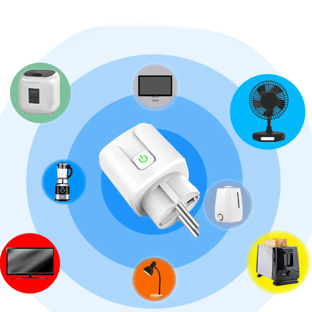 Tuya Smart Wi-Fi Power Monitoring Plug, Energy Meter Socket, Remote Control - Gomix Brands Outlet