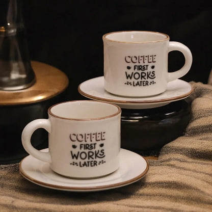 CER-POR Turkish Porcelain Coffee Cup and Saucer Set of 2