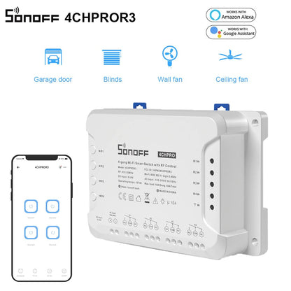 SONOFF 4CH Pro R3 4‑Gang WiFi Smart Switch with RF