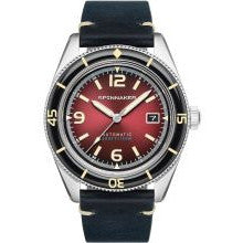 Spinnaker Fleuss Automatic 43mm Men's Dive Watch with Black Dial and Leather Strap