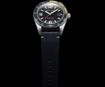 Spinnaker Fleuss Automatic 43mm Men's Dive Watch with Black Dial and Leather Strap