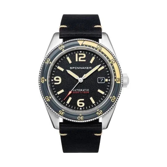 Spinnaker Fleuss Automatic 43mm Men's Dive Watch with Black Dial and Leather Strap