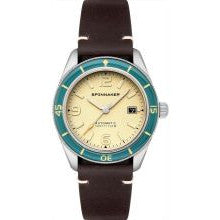 Spinnaker Fleuss Automatic 43mm Men's Dive Watch with Black Dial and Leather Strap