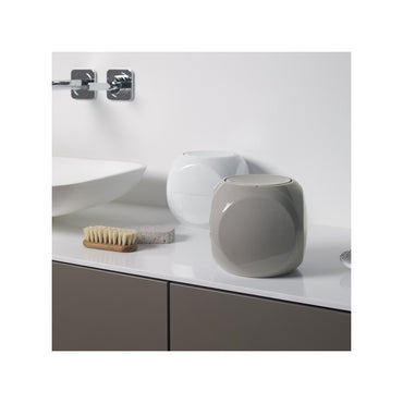 Spirella DICE 1L White Polypropylene Tipping Bin - Modern Compact Bathroom Trash Can