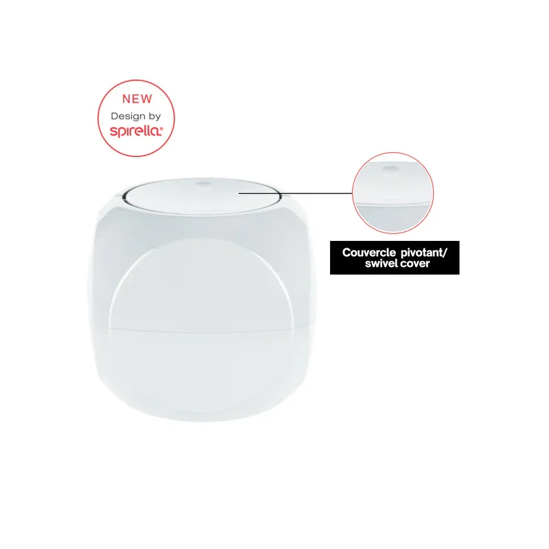 Spirella DICE 1L White Polypropylene Tipping Bin - Modern Compact Bathroom Trash Can - Gomix Brands Outlet